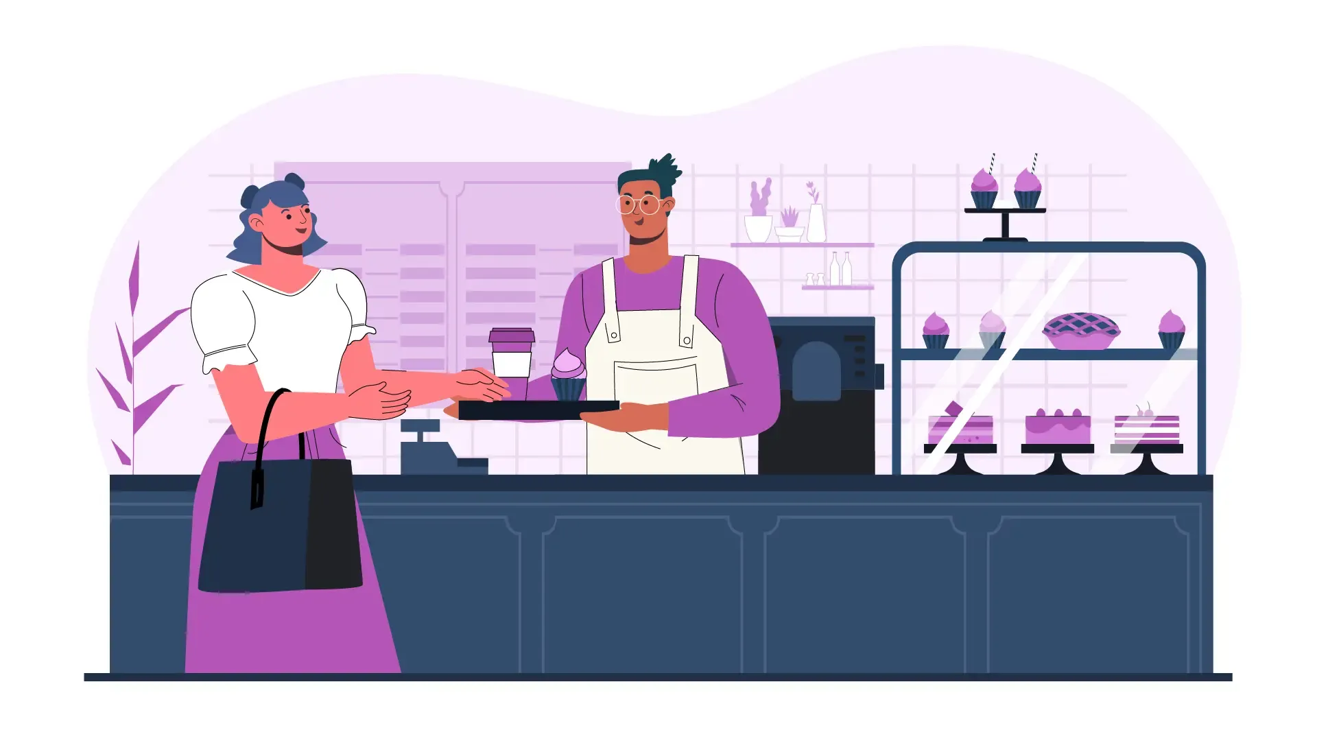 Coffee Shop Encounter Flat 2D Illustration Template for Culinary Themes image